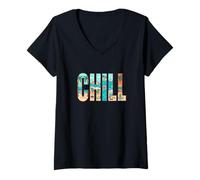 Donna Chill Summer Vacation Mood Beach Goer Maglietta con Collo a V