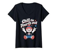 Donna Chill The Fourth Out - Divertente festa del 4 luglio negli Stati Uniti Maglietta con Collo a V