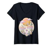 Donna Chill Vibes Retro Sun Dreamscape Vibes Maglietta con Collo a V
