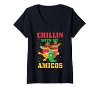 Donna Chillin con Amigos Chill Persona Maglietta con Collo a V