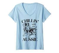 Donna Chillin 'with My Aussie Dog Summer Lounge Chair Maglietta con Collo a V