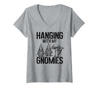Donna Chillin with My Gnomies Natale 2025 Natale Maglietta con Collo a V
