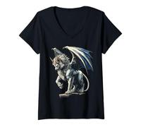 Donna Chimera Mitico Motivo Fantasy Art Chimera Maglietta con Collo a V