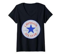 Donna Chingon All Star Mexican Latin Pride Chicano Spanish Sayings Maglietta con Collo a V