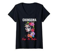Donna Chingona Como Mi Madre Maglietta con Collo a V