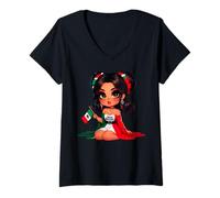 Donna Chingona Girl Mexico girl Mexican Badass Women Mexicana Maglietta con Collo a V