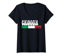 Donna CHIOGGIA City Italia Vintage Bandiera Italia per Gli Amanti dei Viaggi Maglietta con Collo a V
