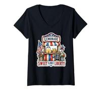 Donna Chiosco Sweet Like Liberty Lemonade Maglietta con Collo a V