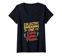 Donna Chip di contrattazione collettiva Extra Salsa Please Labor Day Maglietta con Collo a V