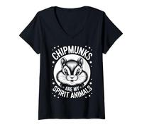 Donna Chipmunks Spirit Animals - Divertente Scoiattolo Maglietta con Collo a V