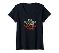 Donna Chiquita Name Chiquita Personalized Name First Given Maglietta con Collo a V