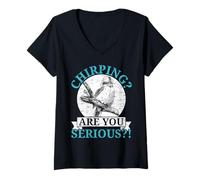 Donna Chirping Are You Serious Bird Lover Ornitologia Kookaburra Maglietta con Collo a V