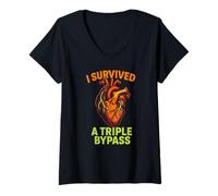 Donna Chirurgia cardiaca I Survived Triple Bypass Fun Get Well da Uomo Maglietta con Collo a V