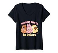 Donna Chismosa Anche nel Passato, Mexican Conchas Ghost Tees Maglietta con Collo a V