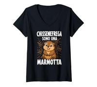 Donna Chissenefrega Sono Una Marmotta Simpatico Animale Maglietta con Collo a V