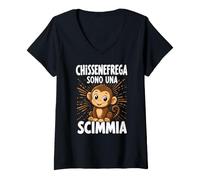 Donna Chissenefrega Sono Una Scimmia Simpatica E Divertente Maglietta con Collo a V