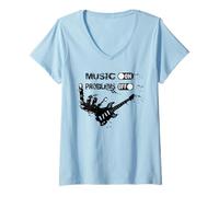 Donna Chitarra camicia chitarrista strumento musicista e-guitar Chitarra Maglietta con Collo a V