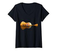 Donna Chitarra Lake Shadow Love Chitarra Musicista Maglietta con Collo a V