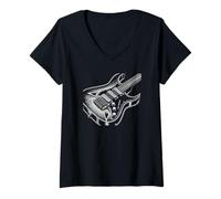 Donna Chitarrista Chitarrista Musicista Love Heavy Metal Rock Music Maglietta con Collo a V