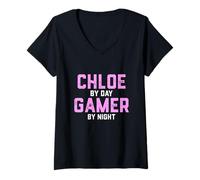 Donna Chloe Gamer Girl Costume di Halloween per Gen Z Gaming Chloe Maglietta con Collo a V