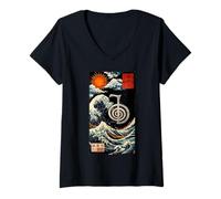 Donna Cho KU REI Symbol, Reiki, Power, Protection, Aura Flow Maglietta con Collo a V