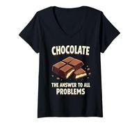 Donna Chocolate Answer to All Problems Funny Chocolate Lovers Maglietta con Collo a V