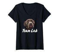 Donna Chocolate Lab Dog Brown Labrador Retriever Amante Maglietta con Collo a V