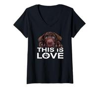 Donna Chocolate Lab Dog - Labrador Retriever, cucciolo di cane marrone Maglietta con Collo a V