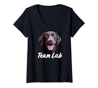 Donna Chocolate Lab Lover Brown Labrador Retriever Amante dei Cani Maglietta con Collo a V