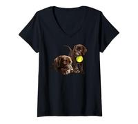 Donna Chocolate Lab The Dog Padre The Lab Madre Brown Lab Amante Maglietta con Collo a V