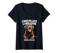 Donna Chocolate Labrador Lover «Friend for Life» Chocolate Lab Maglietta con Collo a V