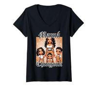 Donna Chola Chibi Girl Hispanic Heritage Month Brown Pride Chicana Maglietta con Collo a V
