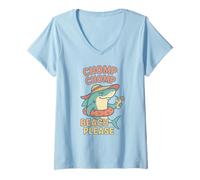 Donna Chomp Chomp Beach Please, divertente design per una vacanza a forma di squalo Maglietta con Collo a V