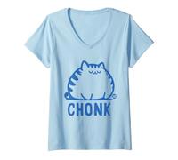 Donna Chonk Funny Fat Cat Maglietta con Collo a V