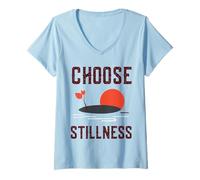 Donna Choose Stillness Calm Mindfulness Reminder Graphic Leaves Maglietta con Collo a V