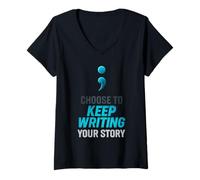 Donna Choose to Keep Writing Your Story Maglietta con Collo a V