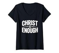 Donna Christ Is Enough Maglietta con Collo a V