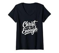 Donna Christ Is Enough Maglietta con Collo a V