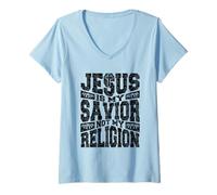 Donna Christian Faith And Love, Harmony And Spiritual Connection Maglietta con Collo a V