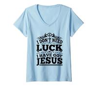 Donna Christian Faith And Love, Harmony And Spiritual Connection Maglietta con Collo a V