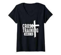 Donna Christian Faith Believe, The Word of God, Cross Training Maglietta con Collo a V