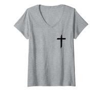 Donna Christian Faith Cross Jesus Christ For Christians Maglietta con Collo a V