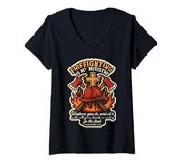 Donna Christian Firefighter Firefighting è Il Mio Ministero Pompiere Maglietta con Collo a V