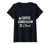 Donna Christian Homeschool Mamma, Insegnante - Caffè Curriculum Cristo Maglietta con Collo a V
