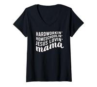Donna Christian Homeschooling Mamma Fede Ispirato Homeschool Mamma Maglietta con Collo a V