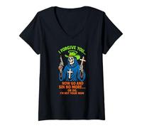 Donna Christian Humor sin No More Or Do Fun Donna Religiosa Maglietta con Collo a V
