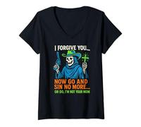 Donna Christian Humor sin No More Or Do Fun Donna Religiosa Maglietta con Collo a V