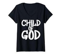 Donna Christian Shirts for Men God Child of Jesus Fate Shirt Maglietta con Collo a V