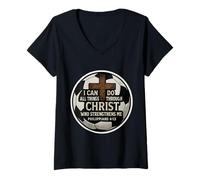 Donna Christian Soccer Bibbia Versetto Citazione Filippesi 4:13 Calcio Maglietta con Collo a V