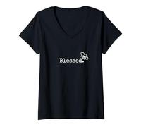 Donna Christian T Shirt Semplice Beata Farfalla Inspirational Maglietta con Collo a V
